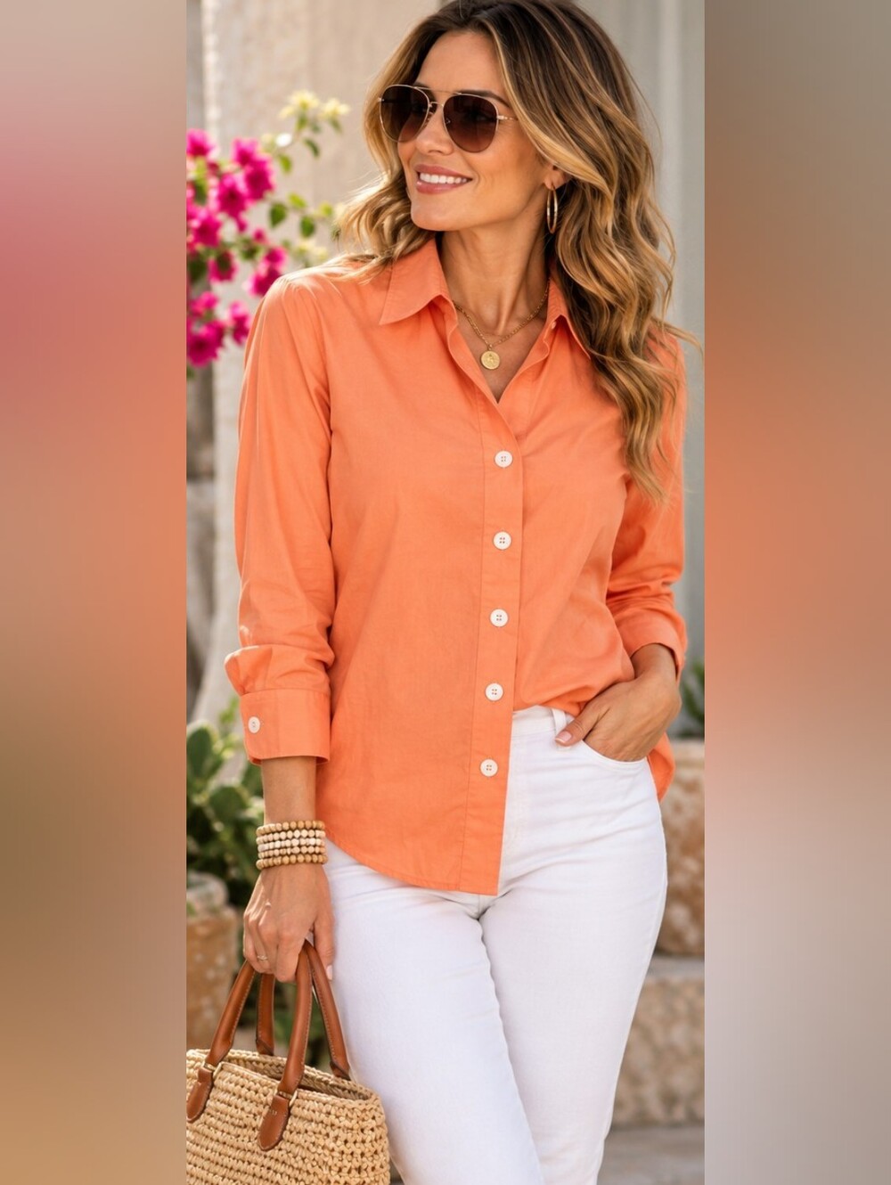 COLDWATER CREEK | ✨🍊 Tangerine Long Sleeve Blouse | NWOT ✨ size L petite